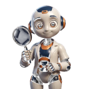 Robot investigador con lupa